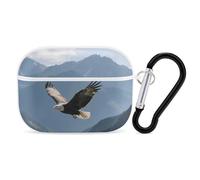 for Airpod Pro Case Cover with Secure Lock Clip Hard Eagles Fly in The Valley Protective Cover Compatible with Airpod Pro 2nd/1st Generation Case for Women Men Front LED Visible White