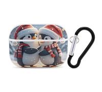 for Airpod Pro Case Cover with Secure Lock Clip Hard Embracing Penguins Protective Cover Compatible with Airpod Pro 2nd/1st Generation Case for Women Men Front LED Visible White