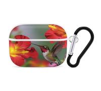 for Airpod Pro Case Cover with Secure Lock Clip Hard Floral Hummingbird Protective Cover Compatible with Airpod Pro 2nd/1st Generation Case for Women Men Front LED Visible White