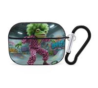 for Airpod Pro Case Cover with Secure Lock Clip Hard Funky Skateboard Frog Protective Cover Compatible with Airpod Pro 2nd/1st Generation Case for Women Men Front LED Visible Black