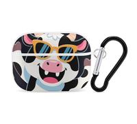 for Airpod Pro Case Cover with Secure Lock Clip Hard Funny Cows Print Protective Cover Compatible with Airpod Pro 2nd/1st Generation Case for Women Men Front LED Visible White