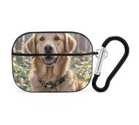 for Airpod Pro Case Cover with Secure Lock Clip Hard Golden Retriever Protective Cover Compatible with Airpod Pro 2nd/1st Generation Case for Women Men Front LED Visible Black