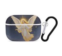 for Airpod Pro Case Cover with Secure Lock Clip Hard Guardian Angel Protective Cover Compatible with Airpod Pro 2nd/1st Generation Case for Women Men Front LED Visible White