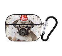 for Airpod Pro Case Cover with Secure Lock Clip Hard Happy Birthday Pug Puppy Protective Cover Compatible with Airpod Pro 2nd/1st Generation Case for Women Men Front LED Visible Black