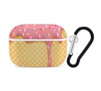 for Airpod Pro Case Cover with Secure Lock Clip Hard Ice Cream and Waffle Protective Cover Compatible with Airpod Pro 2nd/1st Generation Case for Women Men Front LED Visible White