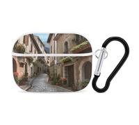 for Airpod Pro Case Cover with Secure Lock Clip Hard Italian Town Street Protective Cover Compatible with Airpod Pro 2nd/1st Generation Case for Women Men Front LED Visible White