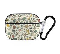 for Airpod Pro Case Cover with Secure Lock Clip Hard Jumble Art Style Protective Cover Compatible with Airpod Pro 2nd/1st Generation Case for Women Men Front LED Visible Black