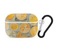 for Airpod Pro Case Cover with Secure Lock Clip Hard Lemon Slice Pattern Protective Cover Compatible with Airpod Pro 2nd/1st Generation Case for Women Men Front LED Visible White