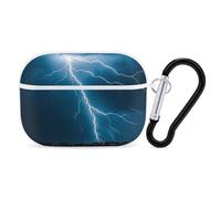 for Airpod Pro Case Cover with Secure Lock Clip Hard Lightning Strikes Thunderstorms Protective Cover Compatible with Airpod Pro 2nd/1st Generation Case for Women Men Front LED Visible White