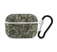 for Airpod Pro Case Cover with Secure Lock Clip Hard Military Woods Camouflage Protective Cover Compatible with Airpod Pro 2nd/1st Generation Case for Women Men Front LED Visible White