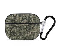 for Airpod Pro Case Cover with Secure Lock Clip Hard Military Woods Camouflage Protective Cover Compatible with Airpod Pro 2nd/1st Generation Case for Women Men Front LED Visible Black