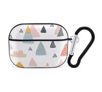 for Airpod Pro Case Cover with Secure Lock Clip Hard Mountains and Clouds Protective Cover Compatible with Airpod Pro 2nd/1st Generation Case for Women Men Front LED Visible Black