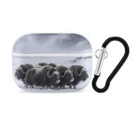 for Airpod Pro Case Cover with Secure Lock Clip Hard Musk Ox in The Snow Protective Cover Compatible with Airpod Pro 2nd/1st Generation Case for Women Men Front LED Visible White