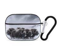for Airpod Pro Case Cover with Secure Lock Clip Hard Musk Ox in The Snow Protective Cover Compatible with Airpod Pro 2nd/1st Generation Case for Women Men Front LED Visible Black
