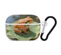 for Airpod Pro Case Cover with Secure Lock Clip Hard Orange Frog Protective Cover Compatible with Airpod Pro 2nd/1st Generation Case for Women Men Front LED Visible White
