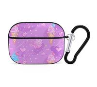 for Airpod Pro Case Cover with Secure Lock Clip Hard Peach Ice Cream Protective Cover Compatible with Airpod Pro 2nd/1st Generation Case for Women Men Front LED Visible Black