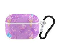 for Airpod Pro Case Cover with Secure Lock Clip Hard Peach Ice Cream Protective Cover Compatible with Airpod Pro 2nd/1st Generation Case for Women Men Front LED Visible White