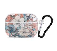 for Airpod Pro Case Cover with Secure Lock Clip Hard Peach Leafed Flower Protective Cover Compatible with Airpod Pro 2nd/1st Generation Case for Women Men Front LED Visible White