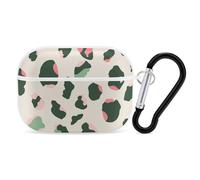 for Airpod Pro Case Cover with Secure Lock Clip Hard Peach Leopard Pattern Protective Cover Compatible with Airpod Pro 2nd/1st Generation Case for Women Men Front LED Visible White