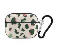 for Airpod Pro Case Cover with Secure Lock Clip Hard Peach Leopard Pattern Protective Cover Compatible with Airpod Pro 2nd/1st Generation Case for Women Men Front LED Visible Black