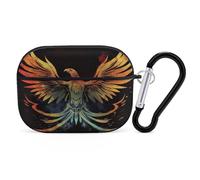 for Airpod Pro Case Cover with Secure Lock Clip Hard Phoenix Protective Cover Compatible with Airpod Pro 2nd/1st Generation Case for Women Men Front LED Visible Black