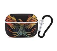 for Airpod Pro Case Cover with Secure Lock Clip Hard Phoenix Protective Cover Compatible with Airpod Pro 2nd/1st Generation Case for Women Men Front LED Visible White