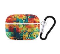 for Airpod Pro Case Cover with Secure Lock Clip Hard Pixel Art Pattern Protective Cover Compatible with Airpod Pro 2nd/1st Generation Case for Women Men Front LED Visible White