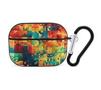 for Airpod Pro Case Cover with Secure Lock Clip Hard Pixel Art Pattern Protective Cover Compatible with Airpod Pro 2nd/1st Generation Case for Women Men Front LED Visible Black