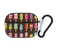 for Airpod Pro Case Cover with Secure Lock Clip Hard Popsicles and Ice Protective Cover Compatible with Airpod Pro 2nd/1st Generation Case for Women Men Front LED Visible Black
