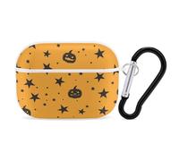 for Airpod Pro Case Cover with Secure Lock Clip Hard Pumpkins and Stars Protective Cover Compatible with Airpod Pro 2nd/1st Generation Case for Women Men Front LED Visible White