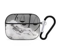 for Airpod Pro Case Cover with Secure Lock Clip Hard Romantic Constellation Skeleton Protective Cover Compatible with Airpod Pro 2nd/1st Generation Case for Women Men Front LED Visible Black