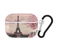 for Airpod Pro Case Cover with Secure Lock Clip Hard Romantic Paris Tower Protective Cover Compatible with Airpod Pro 2nd/1st Generation Case for Women Men Front LED Visible White
