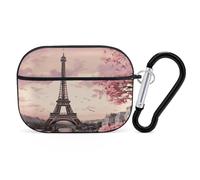 for Airpod Pro Case Cover with Secure Lock Clip Hard Romantic Paris Tower Protective Cover Compatible with Airpod Pro 2nd/1st Generation Case for Women Men Front LED Visible Black