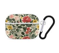 for Airpod Pro Case Cover with Secure Lock Clip Hard Rose Flower Protective Cover Compatible with Airpod Pro 2nd/1st Generation Case for Women Men Front LED Visible White