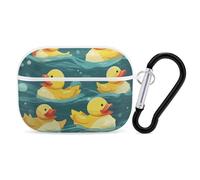 for Airpod Pro Case Cover with Secure Lock Clip Hard Rubber Ducks Protective Cover Compatible with Airpod Pro 2nd/1st Generation Case for Women Men Front LED Visible White