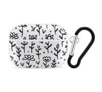 for Airpod Pro Case Cover with Secure Lock Clip Hard Simple Line Flower Protective Cover Compatible with Airpod Pro 2nd/1st Generation Case for Women Men Front LED Visible White