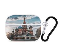 for Airpod Pro Case Cover with Secure Lock Clip Hard St Basil Cathedral in Moscow Protective Cover Compatible with Airpod Pro 2nd/1st Generation Case for Women Men Front LED Visible White