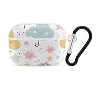 for Airpod Pro Case Cover with Secure Lock Clip Hard Stars and Umbrella Protective Cover Compatible with Airpod Pro 2nd/1st Generation Case for Women Men Front LED Visible White
