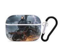 for Airpod Pro Case Cover with Secure Lock Clip Hard Steam Train Protective Cover Compatible with Airpod Pro 2nd/1st Generation Case for Women Men Front LED Visible White