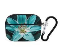 for Airpod Pro Case Cover with Secure Lock Clip Hard Teal Lily Protective Cover Compatible with Airpod Pro 2nd/1st Generation Case for Women Men Front LED Visible Black