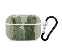 for Airpod Pro Case Cover with Secure Lock Clip Hard Two Green Ghosts Protective Cover Compatible with Airpod Pro 2nd/1st Generation Case for Women Men Front LED Visible White