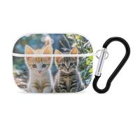 for Airpod Pro Case Cover with Secure Lock Clip Hard Two Little Cats Protective Cover Compatible with Airpod Pro 2nd/1st Generation Case for Women Men Front LED Visible White
