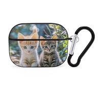 for Airpod Pro Case Cover with Secure Lock Clip Hard Two Little Cats Protective Cover Compatible with Airpod Pro 2nd/1st Generation Case for Women Men Front LED Visible Black