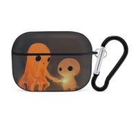 for Airpod Pro Case Cover with Secure Lock Clip Hard Two Orange Ghosts Protective Cover Compatible with Airpod Pro 2nd/1st Generation Case for Women Men Front LED Visible Black