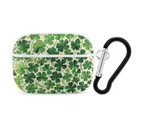 for Airpod Pro Case Cover with Secure Lock Clip Hard Vibrant Green Leaves Protective Cover Compatible with Airpod Pro 2nd/1st Generation Case for Women Men Front LED Visible White