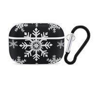 for Airpod Pro Case Cover with Secure Lock Clip Hard White Snowflake Protective Cover Compatible with Airpod Pro 2nd/1st Generation Case for Women Men Front LED Visible White