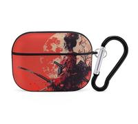 for Airpod Pro Case Cover with Secure Lock Clip Hard Woman Holding Sword Protective Cover Compatible with Airpod Pro 2nd/1st Generation Case for Women Men Front LED Visible Black