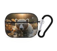 for Airpod Pro Case with Keychain Accessories Hard Shell Protective Cover Bear Crossing The River Headphone Cases Compatible with Airpod Case 2nd/1st Generation, Front LED Visible