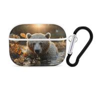 for Airpod Pro Case with Keychain Accessories Hard Shell Protective Cover Bear Crossing The River Headphone Cases Compatible with Airpod Case 2nd/1st Generation, Front LED Visible