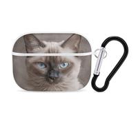 for Airpod Pro Case with Keychain Accessories Hard Shell Protective Cover Beautiful Siamese Cat Headphone Cases Compatible with Airpod Case 2nd/1st Generation, Front LED Visible